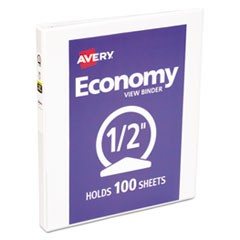 Economy View Binder with Round Rings , 3 Rings, 0.5