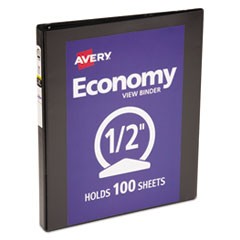 Economy View Binder with Round Rings , 3 Rings, 0.5