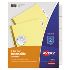 Insertable Big Tab Dividers, 5-Tab, Letter