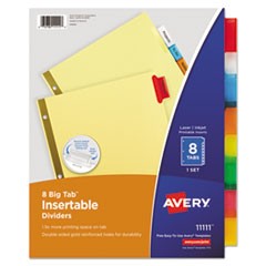 Insertable Big Tab Dividers, 8-Tab, Letter