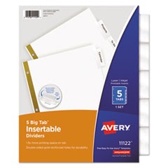 Insertable Big Tab Dividers, 5-Tab, Letter