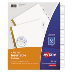 Insertable Big Tab Dividers, 8-Tab, Letter