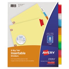 Insertable Big Tab Dividers, 8-Tab, Letter