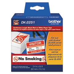 Brother DK2251 - Black/Red on White Continuous Length Paper Labels