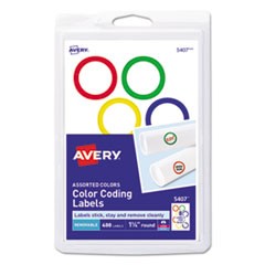 Printable Self-Adhesive Removable Color-Coding Labels, 1.25