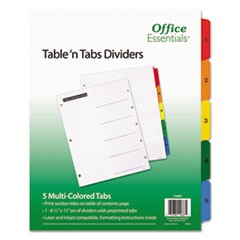 Table 'n Tabs Dividers, 5-Tab, 1 to 5, 11 x 8.5, White, 1 Set