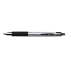 Comfort Grip Ballpoint Pen, Retractable, Medium 1 mm, Black Ink, Silver/Black Barrel, Dozen