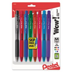 WOW! Ballpoint Pen, Retractable, Medium 1 mm, Assorted Ink and Barrel Colors, 8/Pack