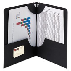 Lockit Two-Pocket Folder, Textured Paper, 11 x 8 1/2, Black, 25/Box