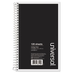 Wirebound Notebook, 3 Subjects, Medium/College Rule, Black Cover, 9.5 x 6, 120 Sheets