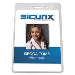 SICURIX Badge Holder, Vertical, 2.75 x 4.13, Clear, 12/Pack