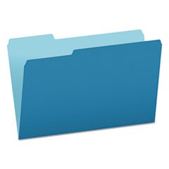 Colored File Folders, 1/3-Cut Tabs: Assorted, Legal Size, Blue/Light Blue, 100/Box