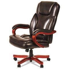 Alera Transitional Series Executive Wood Chair, Supports Up to 275 lb, Chocolate Marble Leather Seat/Back, Walnut Wood Base