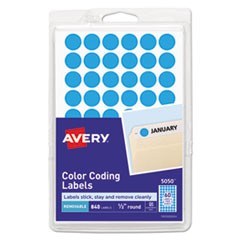 Avery® Dot Stickers, 1/2" Diameter, Light Blue, 840 Total (5050)