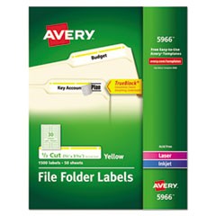 Permanent TrueBlock File Folder Labels with Sure Feed Technology, 0.66 x 3.44, White, 30/Sheet, 50 Sheets/Box