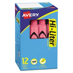 HI-LITER Desk-Style Highlighters, Light Pink Ink, Chisel Tip, Light Pink/Black Barrel, Dozen