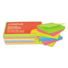 Self-Stick Note Pads, 3 x 3, Assorted Neon Colors, 100-Sheet, 12/Pack