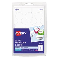 Removable Multi-Use Labels, Inkjet/Laser Printers, 1" dia, White, 12/Sheet, 50 Sheets/Pack, (5410)