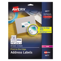 Vibrant Laser Color-Print Labels w/ Sure Feed, 1 1/4 x 2 3/8, White, 450/Pack