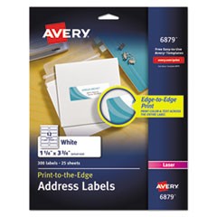 Vibrant Laser Color-Print Labels w/ Sure Feed, 1 1/4 x 3 3/4, White, 300/Pack