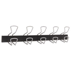 Wall-Mount Coat Hooks, 29.92 x 2.95 x 6.45, Metal, Silver, 22 lb Capacity