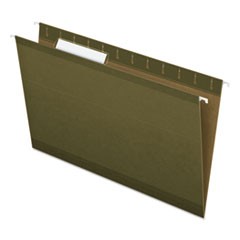 Reinforced Hanging File Folders, Legal Size, 1/3-Cut Tab, Standard Green, 25/Box