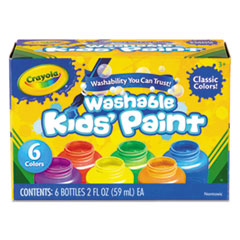 Washable Paint, 6 Assorted Colors, 2 oz Bottle, 6/Pack