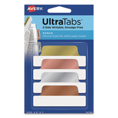 Ultra Tabs Repositionable Margin Tabs, 1/5-Cut Tabs, Assorted Metallic, 2.5
