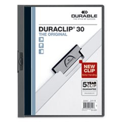 DuraClip Report Cover, Clip Fastener, 8.5 x 11,  Clear/Graphite, 25/Box