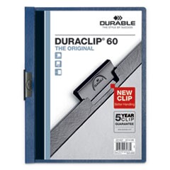 DuraClip Report Cover, Clip Fastener, 8.5 x 11, Clear/Dark Blue, 25/Box