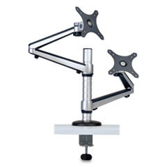 Dual Monitor Mount for 13" to 27" Monitors, 360 deg Rotation, +80 deg/-90 deg Tilt, 180 deg Pan, Black/Silver, Supports 22 lb