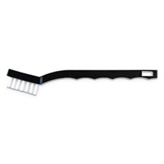 Flo-Pac Utility Toothbrush Style Maintenance Brush, White Nylon Bristles, 7.25" Brush, 7" Black Polypropylene Handle