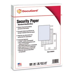 Medical Security Papers, 24lb, 8.5 x 11, Blue, 500/Ream