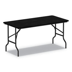 Wood Folding Table, Rectangular, 59.88w x 29.88d x 29.13h, Black