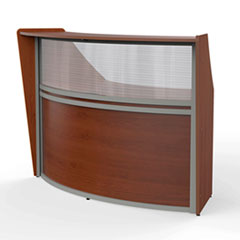 Reception Desk with Polycarbonate, 72 x 32 x 46, Cherry, Ships in 1-3 Business Days