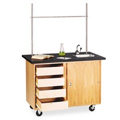 Mobile Demonstration Table, Rectangular, 48w x 28d x 36h, Black