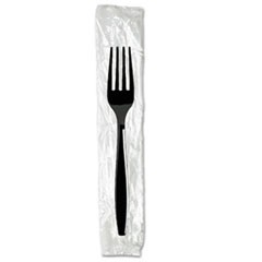 Individually Wrapped Heavyweight Forks, Polystyrene, Black, 1,000/Carton