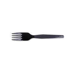 Plastic Cutlery, Heavy Mediumweight Forks, Black, 1,000/Carton