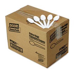 Plastic Cutlery, Mediumweight Teaspoons, White, 1,000/Carton