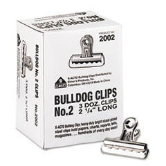 Bulldog Clips, Steel, 1/2" Capacity, 2-1/4"w, Nickel-Plated, 36/Box