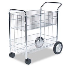 Wire Mail Cart, 21.5w x 37.5d x 39.25h, Chrome