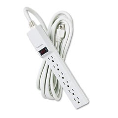 Six-Outlet Power Strip, 120V, 15 ft Cord, 1.88 x 10.88 x 1.63, Platinum