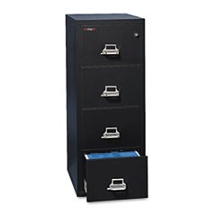 Insulated Vertical File, 1-Hour Fire Protection, 4 Letter-Size File Drawers, Black, 17.75" x 25" x 52.75"