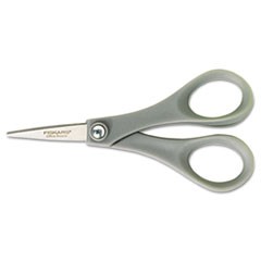 Double Thumb Scissors, 5 in. Length, Gray Handle, Stainless Steel