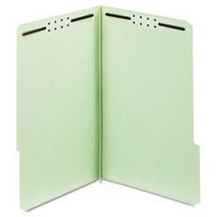 Earthwise Heavy-Duty Pressboard Folders, 1/3 Tab, Legal, Green, 1" Exp., 25/Box