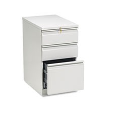 Brigade Mobile Pedestal with Pencil Tray Insert, Left/Right, 3-Drawers: Box/Box/File, Letter, Light Gray, 15" x 22.88" x 28"