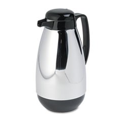 Vacuum Glass Lined Chrome-Plated Carafe, 1L Capacity, Black Trim