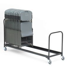 Folding Chair Cart, 34-Chair Capacity, 21" x 8 ft, Black