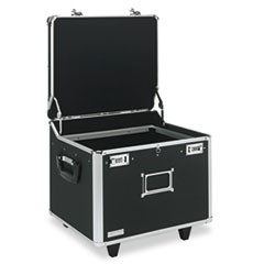 Locking Mobile File Chest, Letter/Legal Files, 17.5" x 15.5" x 14.5", Black/Chrome