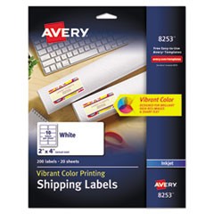 Vibrant Inkjet Color-Print Labels w/ Sure Feed, 2 x 4, Matte White, 200/PK